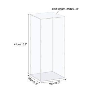 MECCANIXITY Acrylic Display Case Box Clear Dustproof Protection Showcase 6.3x6.3x16.1 Inch for Collectibles Display