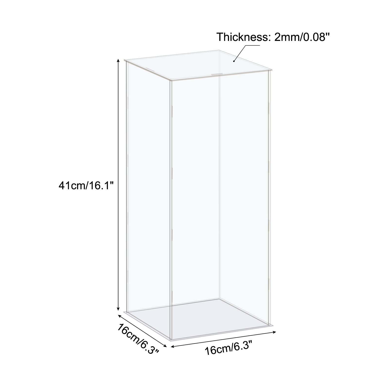 MECCANIXITY Acrylic Display Case Box Clear Dustproof Protection Showcase 6.3x6.3x16.1 Inch for Collectibles Display