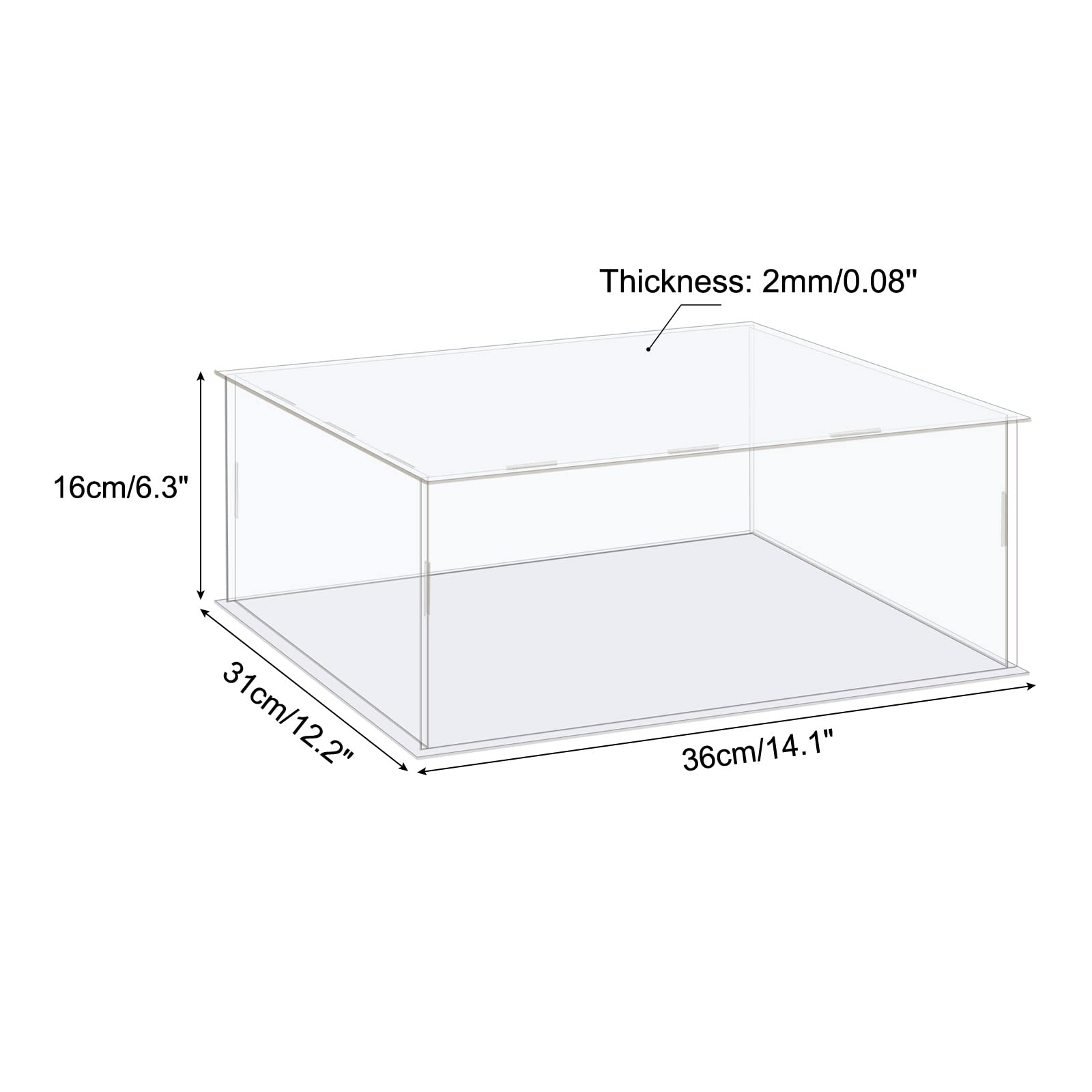 MECCANIXITY Acrylic Display Case Box Clear Dustproof Protection Showcase 14.1x12.2x6.3 Inch for Collectibles Display