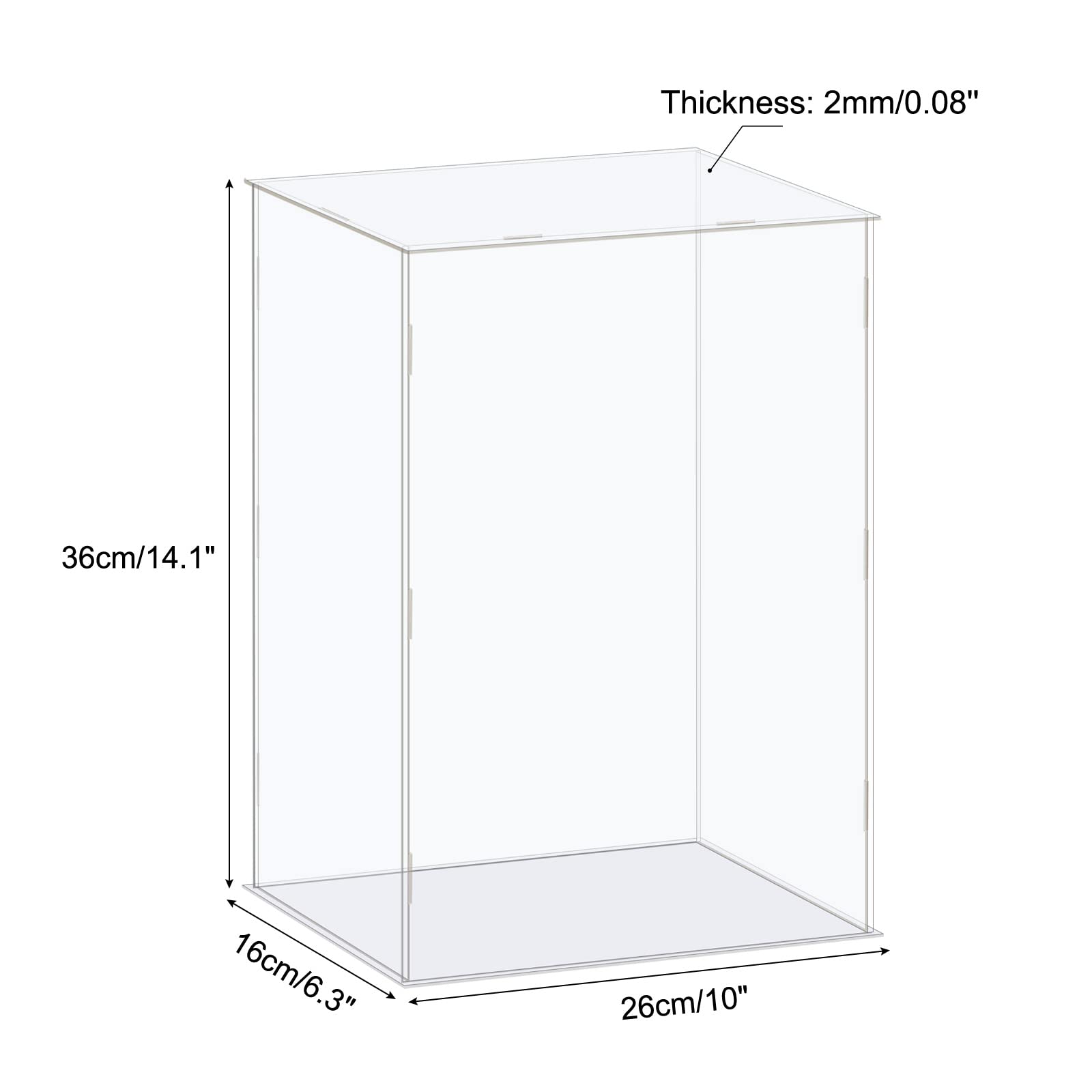 MECCANIXITY Acrylic Display Case Box Clear Dustproof Protection Showcase 10x6.3x14.1 Inch for Collectibles Display