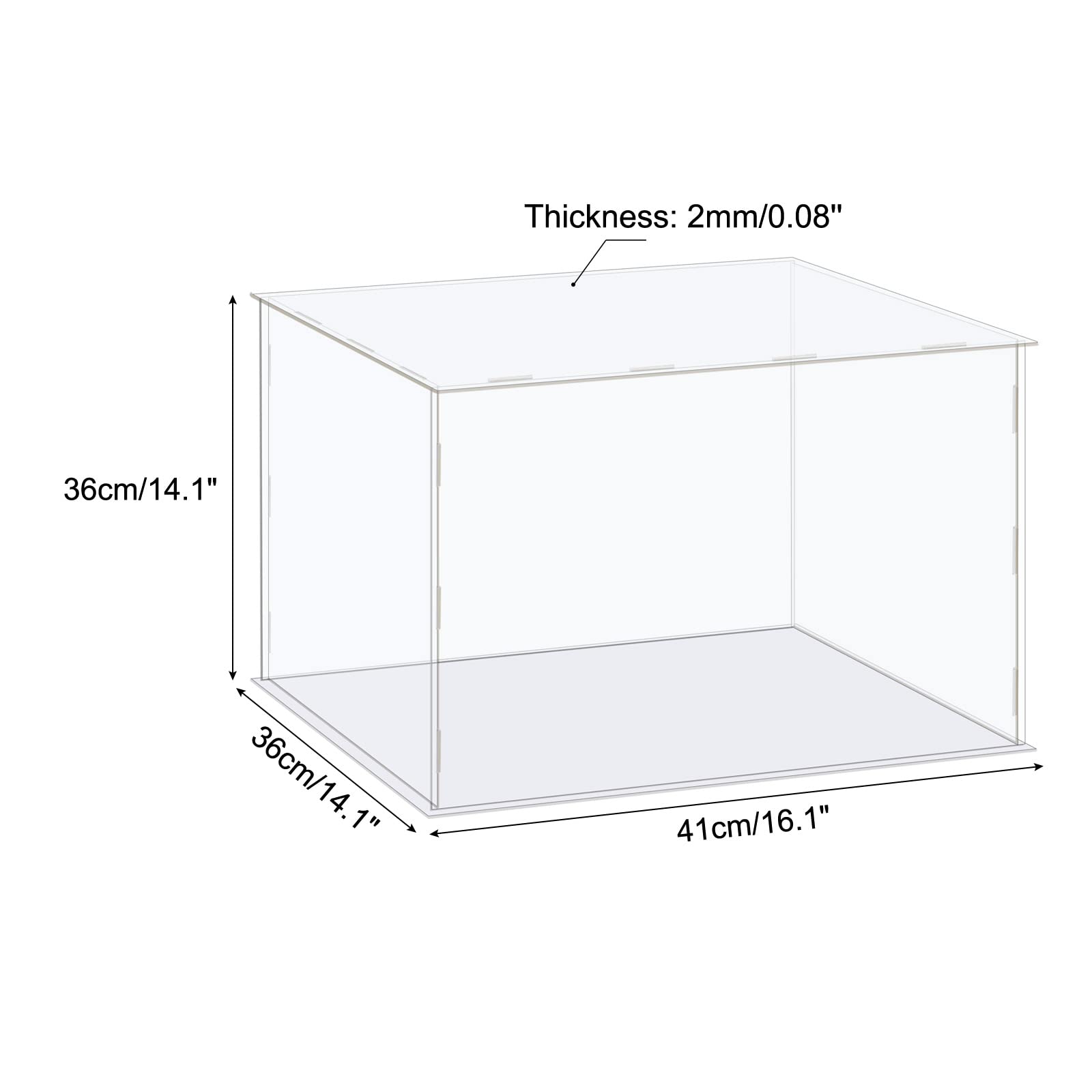 MECCANIXITY Acrylic Display Case Box Clear Dustproof Protection Showcase 16.1x14.1x14.1 Inch for Collectibles Display