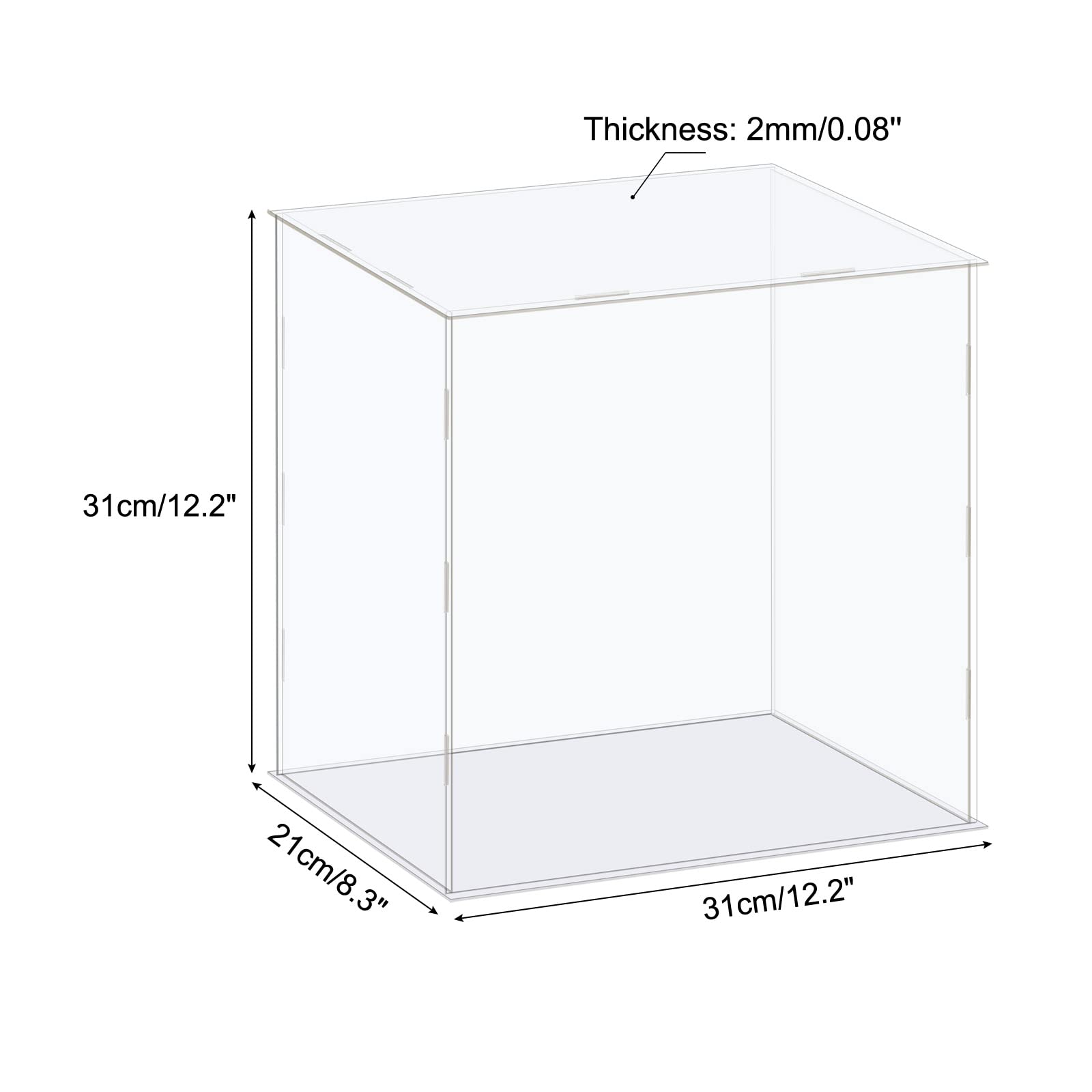 MECCANIXITY Acrylic Display Case Box Clear Dustproof Protection Showcase 12.2x8.3x12.2 Inch for Collectibles Display