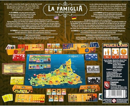 Capstone Games La Famiglia: The Great Mafia War - Capstone Games, 2-vs-2 Team Strategy Board Game, Based in 1980's Sicily, 4 Players, 90-180 Minute Game Play Time, Ages 16+