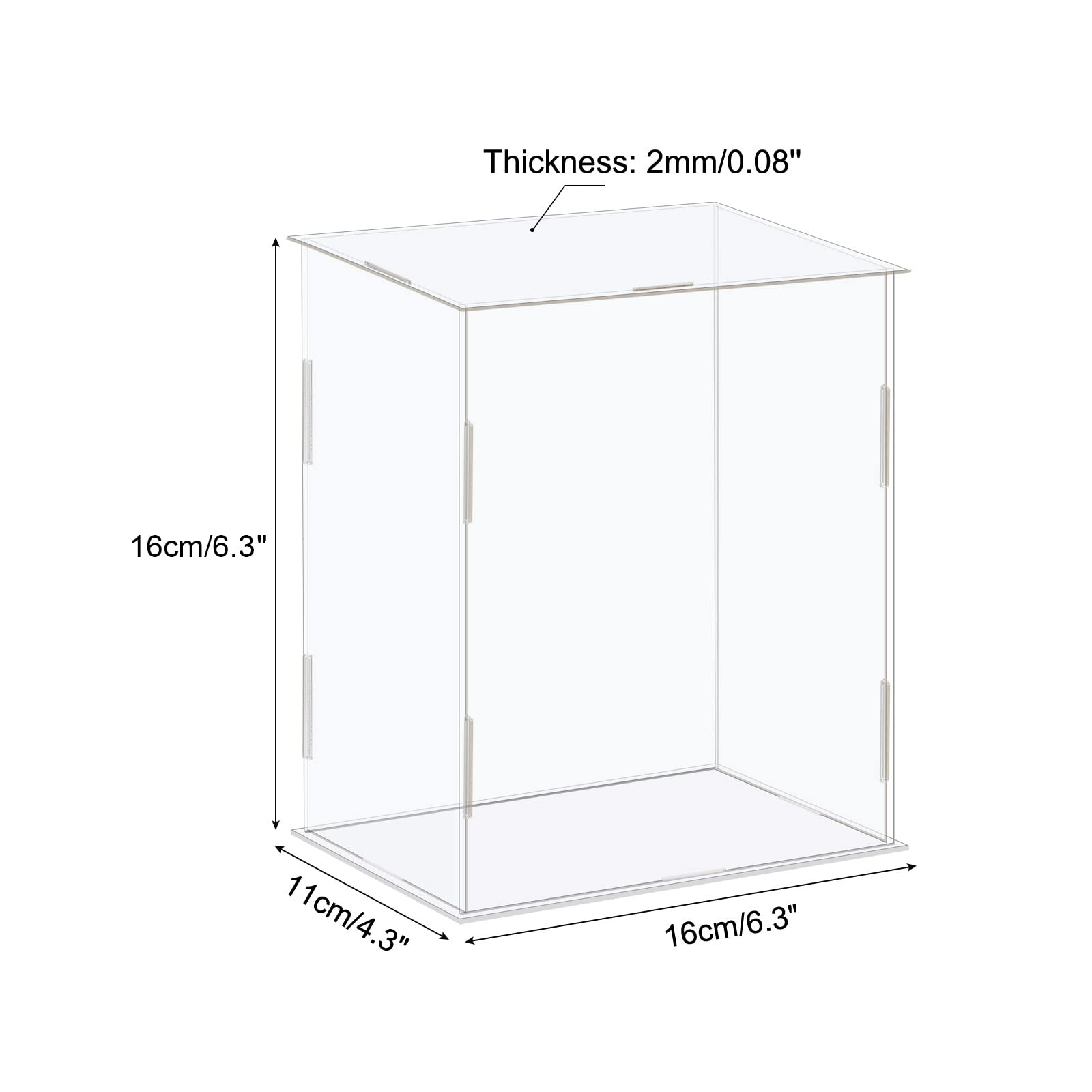 MECCANIXITY Acrylic Display Case Box Clear Dustproof Protection Showcase 6.3x4.3x6.3 Inch for Collectibles Display