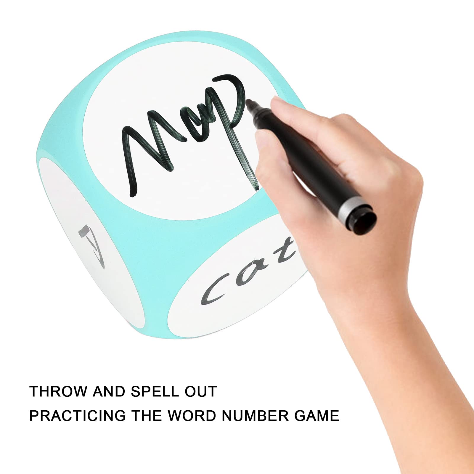 Dry Erase Block, 4x4 Inches Large Write on Wipe Off Dry Erase Dice Multipurpose Educational Dice Dry Erase Cube, Draw Letters Numbers, White Board Dice Cube for Classroom, Game, Kids(Green)