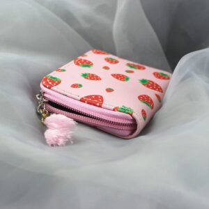 Mayebridge Women Zipper Wallets Cute Strawberry Wallet Purse Zipper Around Wallet PU Leather Purse For Girls Women (Strawberry)