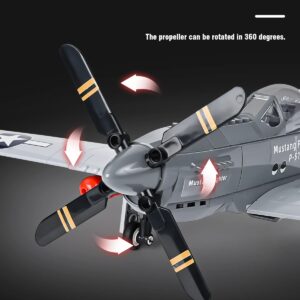 BOOLAKOS P-51 Mustang Fighter Bomber Building Blocks Sets, Military WW2 Airplane Building Toy, Collectible WW2 Army Model for Children Adults (258PCS)