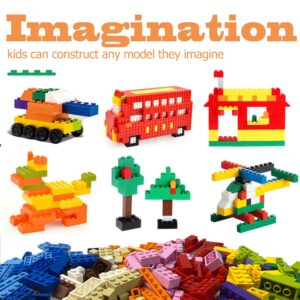 HUIZDQ Building Blocks, 1100 Pieces, Compatible with All Major Brands, Classic Bulk Blocks, Includes Wheels, Door, Window, Street Lights, Ages 3+