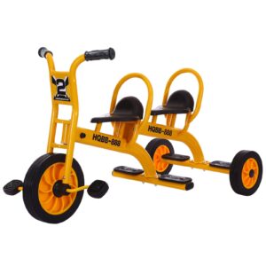 kids tricycle for riders ages 3+,preschool daycare playground kids tricycle with passenger seat,big kids tandem trike with inflation-free rubber wheels,kids outdoor play equipment