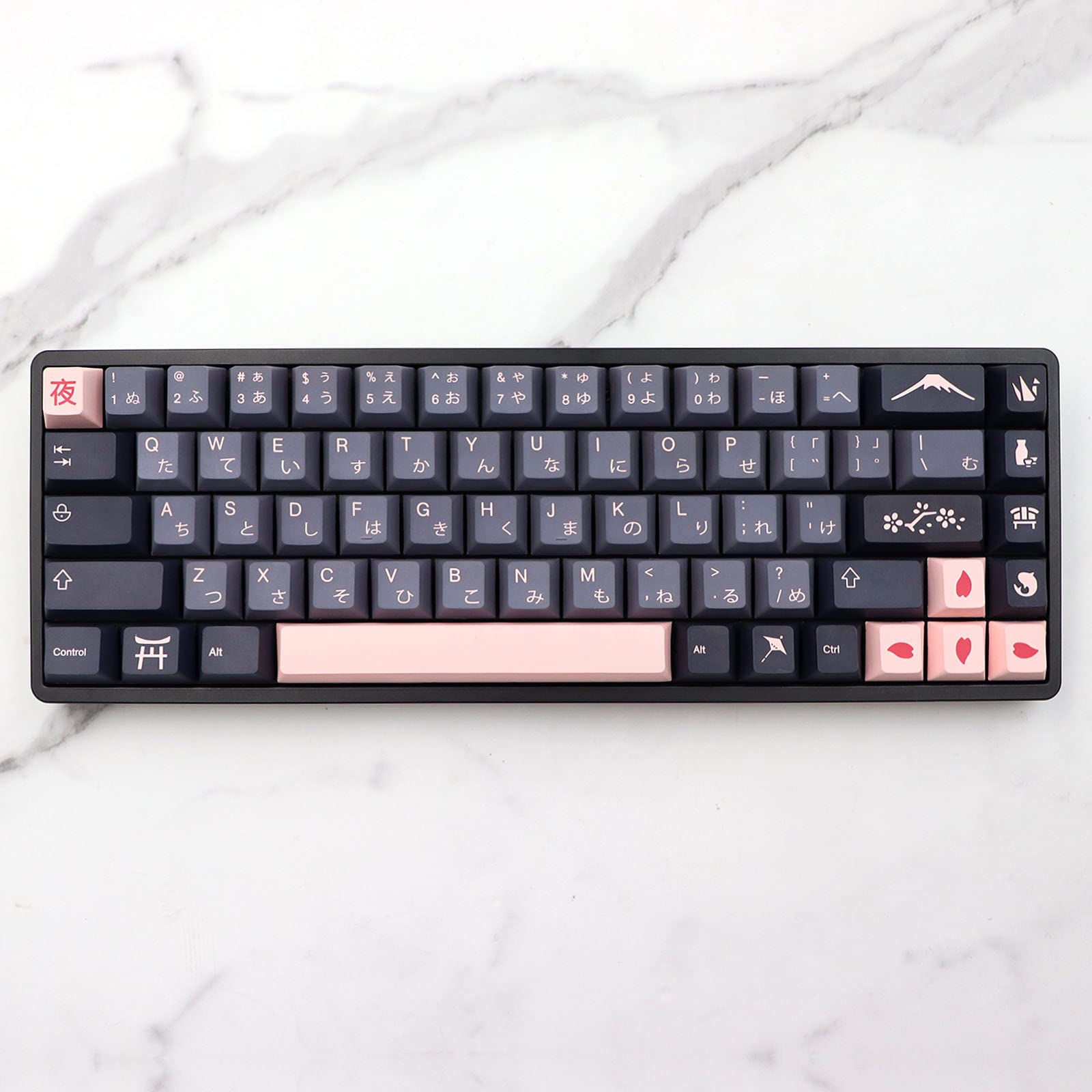 JSJT Night Cherry Keycaps 148 Keys Japanese Keycaps PBT Dye Sublimation Keycap Set Cherry Profile Keycaps for Cherry MX Switches G610 K70 Mechanical Gaming Keyboard