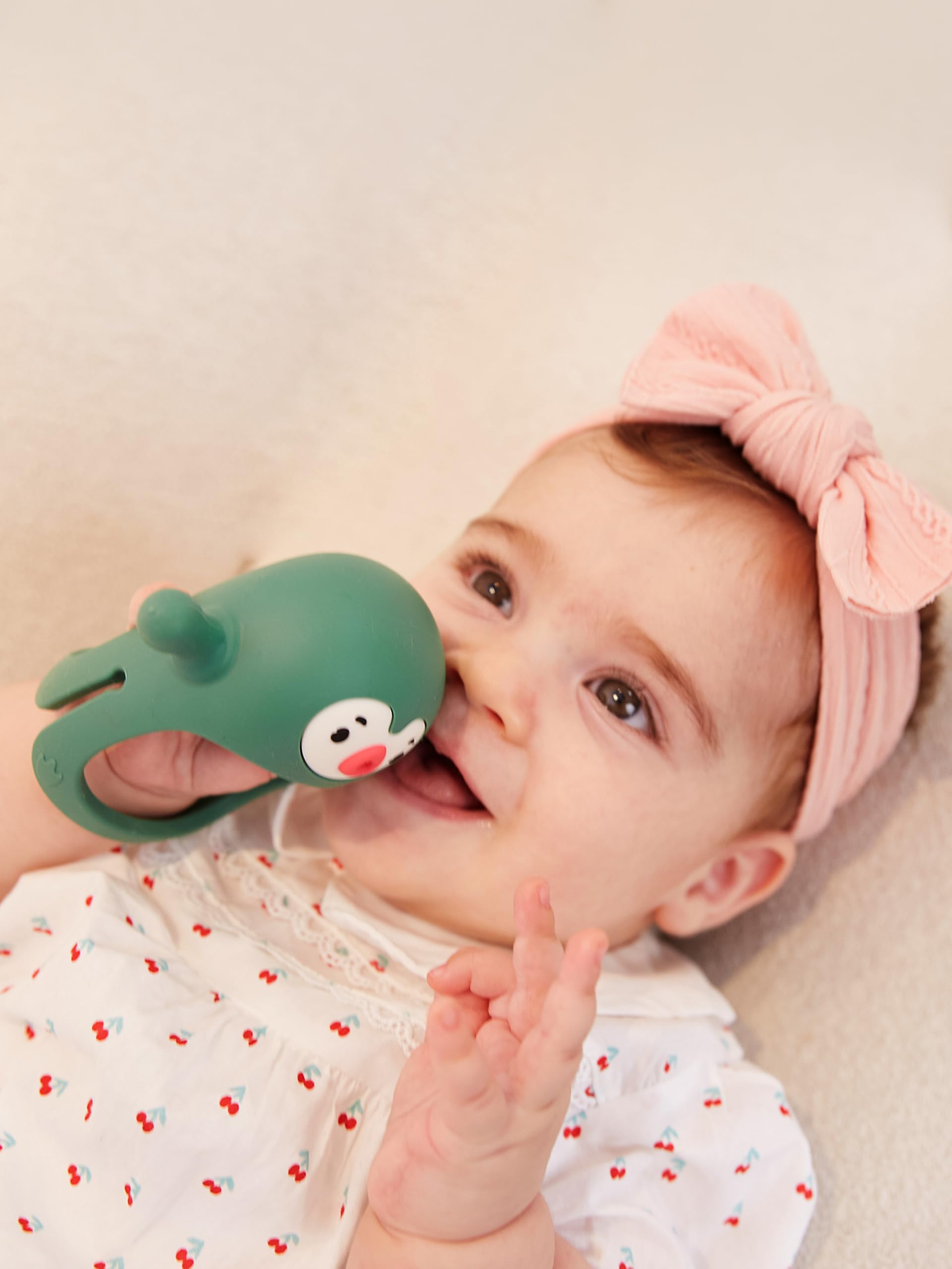 Smily Mia Penguin Buddy Never Drop Silicone Baby Teething Toy for 0-6month Infants, Baby Chew Toys for Teething Pain Relief, Hand Teether for 3-6Months,Gum Massager for Babies, Pine Green