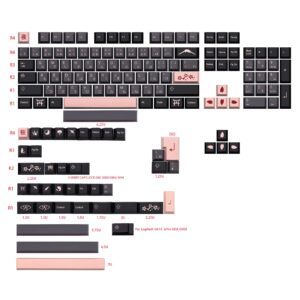 JSJT Night Cherry Keycaps 148 Keys Japanese Keycaps PBT Dye Sublimation Keycap Set Cherry Profile Keycaps for Cherry MX Switches G610 K70 Mechanical Gaming Keyboard