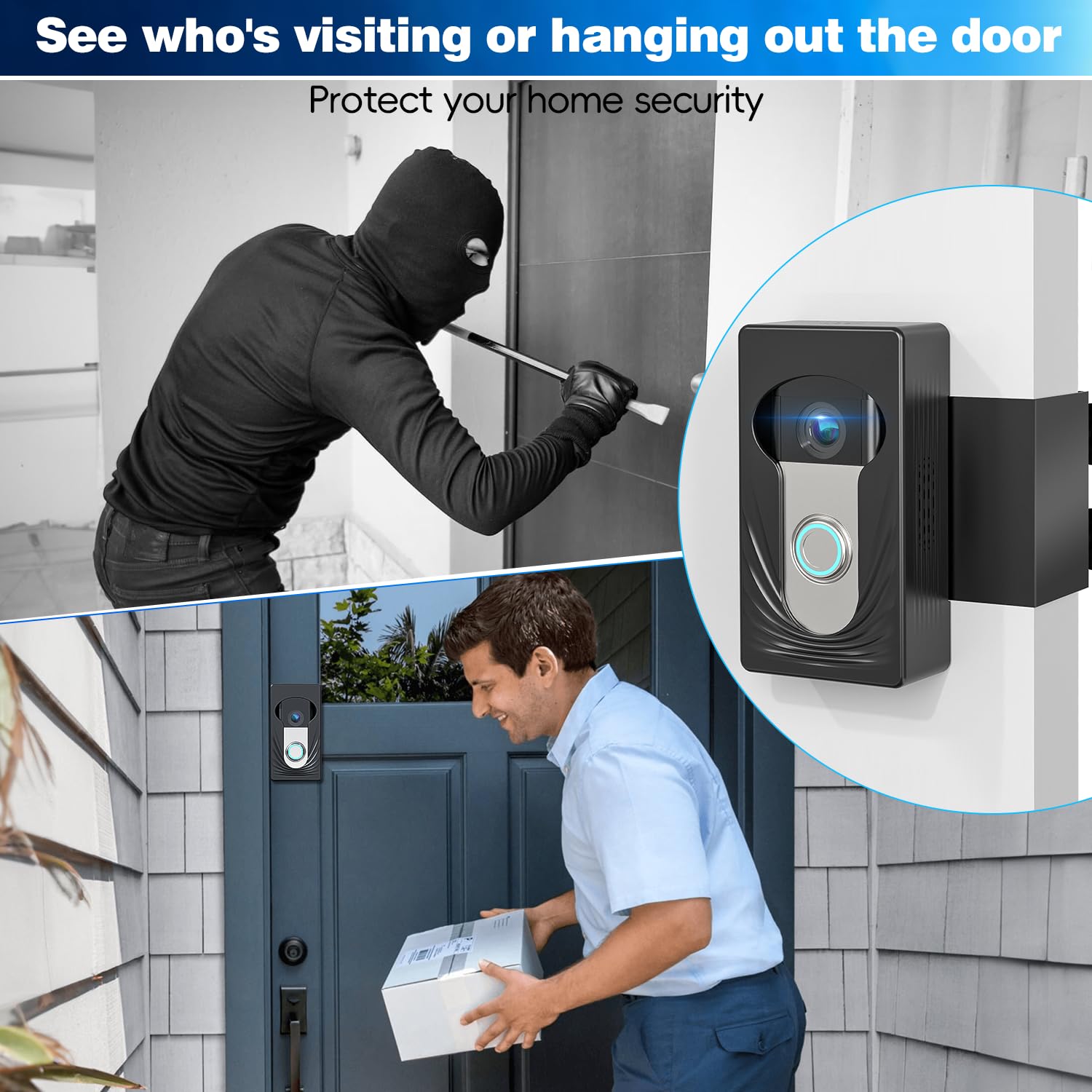 Doorbell Mount for Ring/Blink/Eufy Wireless Video Doorbell, Compatible with Ring Doorbell 4/3/2/1, No Drill Anti Theft Doorbell Mount Camera Mount with Double Screw Fixing, Black