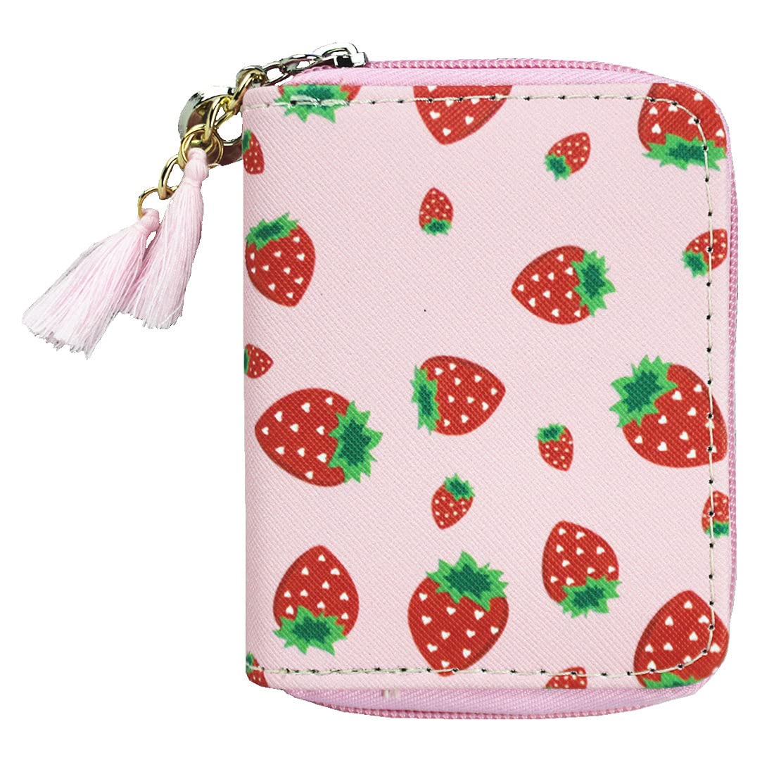 Mayebridge Women Zipper Wallets Cute Strawberry Wallet Purse Zipper Around Wallet PU Leather Purse For Girls Women (Strawberry)