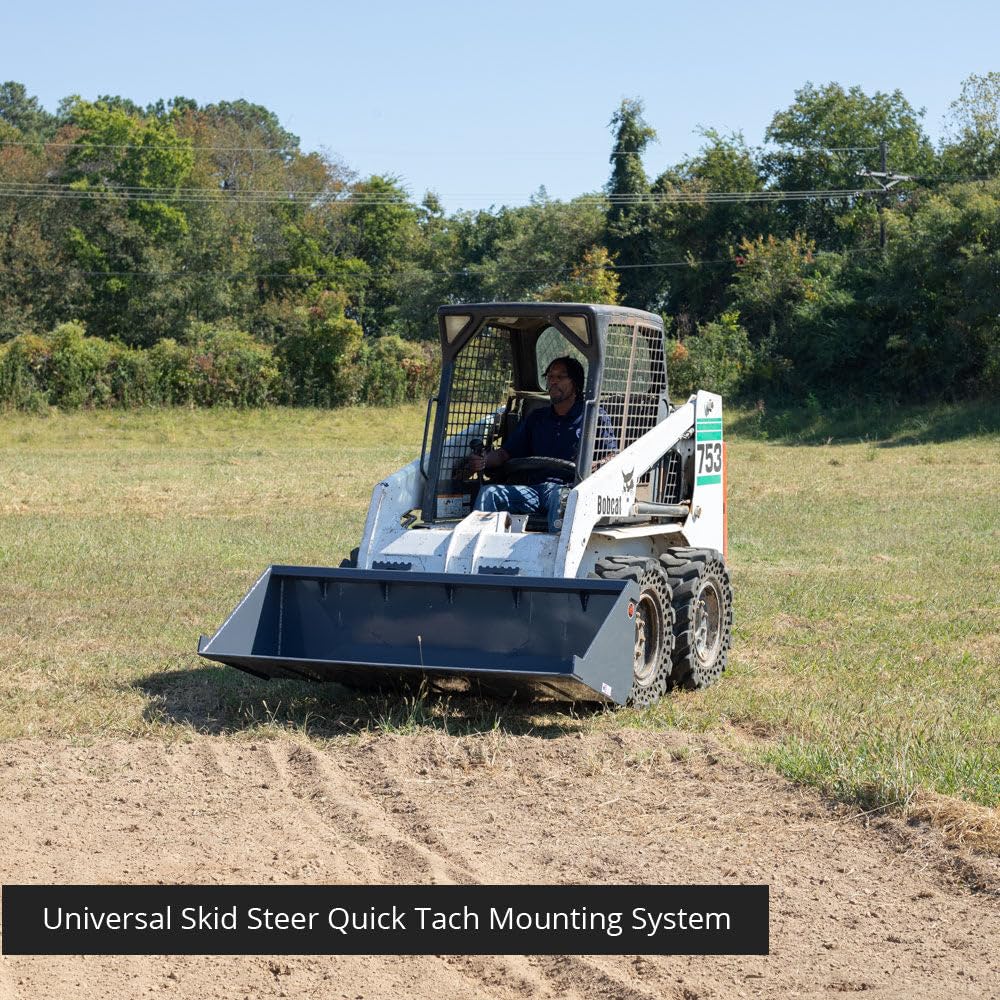 Titan Attachments USA Made 6 FT Skid Steer Dirt Bucket, Low Profile Bucket, Universal Quick Tach Material Bucket with Reinforced Gussets