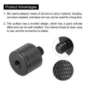 MECCANIXITY Mic Stand Adapter M5 Female to 1/4 Male Camera Screw Thread Adapter for Microphone Tripod Stand Black 2 Pack