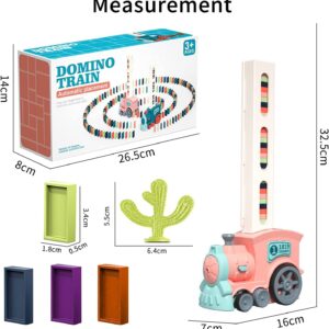 Domino Train Toy Set for Kids (Pink) - 80pcs, Domino Blocks Set Building and Stacking Toy, Automatic Domino Rally Train Creative Kids Games Gift for Boy Gril Ages 3-12 (Batteries not Included)