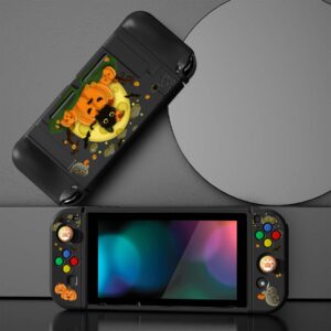 PlayVital ZealProtect Soft Protective Case for Nintendo Switch, Flexible Cover Protector for Switch with Screen Protector & Thumb Grip Caps & ABXY Direction Button Caps - Moon Night Halloween