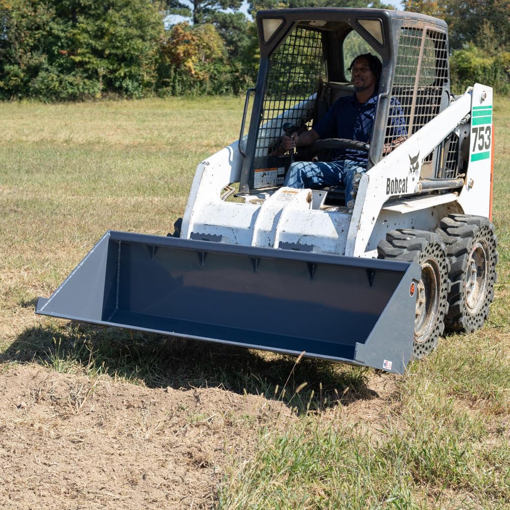 Titan Attachments USA Made 6 FT Skid Steer Dirt Bucket, Low Profile Bucket, Universal Quick Tach Material Bucket with Reinforced Gussets