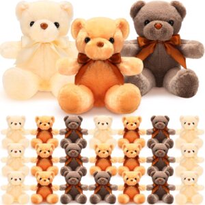 hydren 24 pcs bear stuffed animal plush gift bulk for kids 12 inches soft stuffed animals small sleeping playing bear toys for baby shower birthday decoration(colorful)