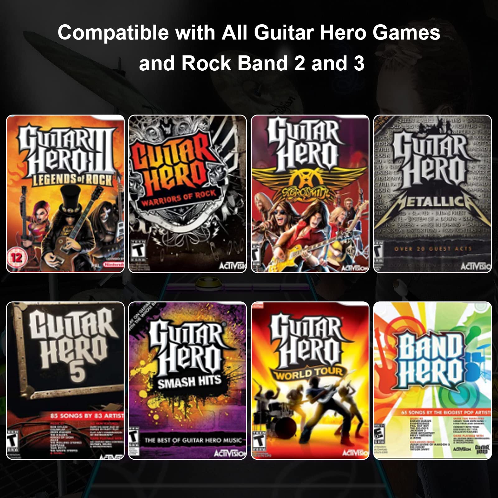 DOYO Guitar Hero Wii for Guitar Hero Guitars, Wireless Wii Guitar Hero Controller Compatible with All Guitar Hero games, Rock Band 2, Clone Hero