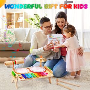 Wingyz Kids Drum Set for Toddlers Baby Music Instruments 7 in 1 Montessori Preschool Musical Toys Children Drum kit Xylophone Tambourine Birthday Gifts for Boys and Girls