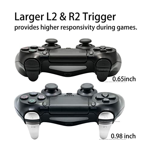 TOMSIN Replacement Triggers for PS4 Pro/ PS4 Slim Controller, Aluminum Metal L1 R1 L2 R2 Trigger Buttons for PS4 Controller Gen 2 (Silver)