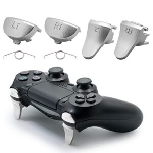 tomsin replacement triggers for ps4 pro/ ps4 slim controller, aluminum metal l1 r1 l2 r2 trigger buttons for ps4 controller gen 2 (silver)