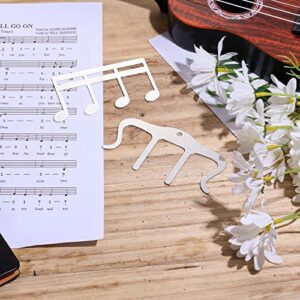 2pcs Metal Music Book Clip, Music Stand Clips Sheet Music Clips for Outdoor Playing, Note Paper, Books Piano, Guitar, Violin, Keyboard (Silver)