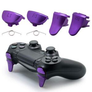 tomsin replacement aluminum metal triggers for ps4 pro/ ps4 slim controller, aluminum metal l1 r1 l2 r2 trigger buttons for ps4 controller gen 2 (purple)