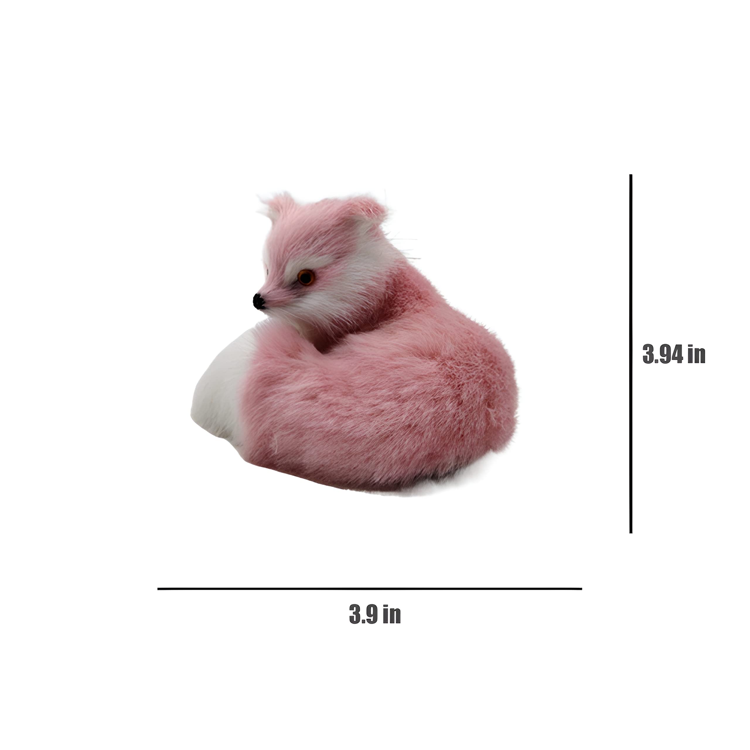 DZYUZK Pink Fox Plush Toy - Cute Realistic Children's Stuffed Animal, Soft Faux Fur (3.94")