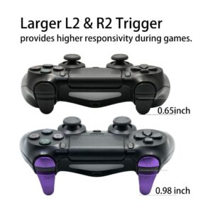 TOMSIN Replacement Aluminum Metal Triggers for PS4 Pro/ PS4 Slim Controller, Aluminum Metal L1 R1 L2 R2 Trigger Buttons for PS4 Controller Gen 2 (Purple)