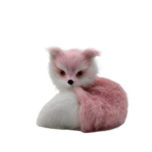 DZYUZK Pink Fox Plush Toy - Cute Realistic Children's Stuffed Animal, Soft Faux Fur (3.94")