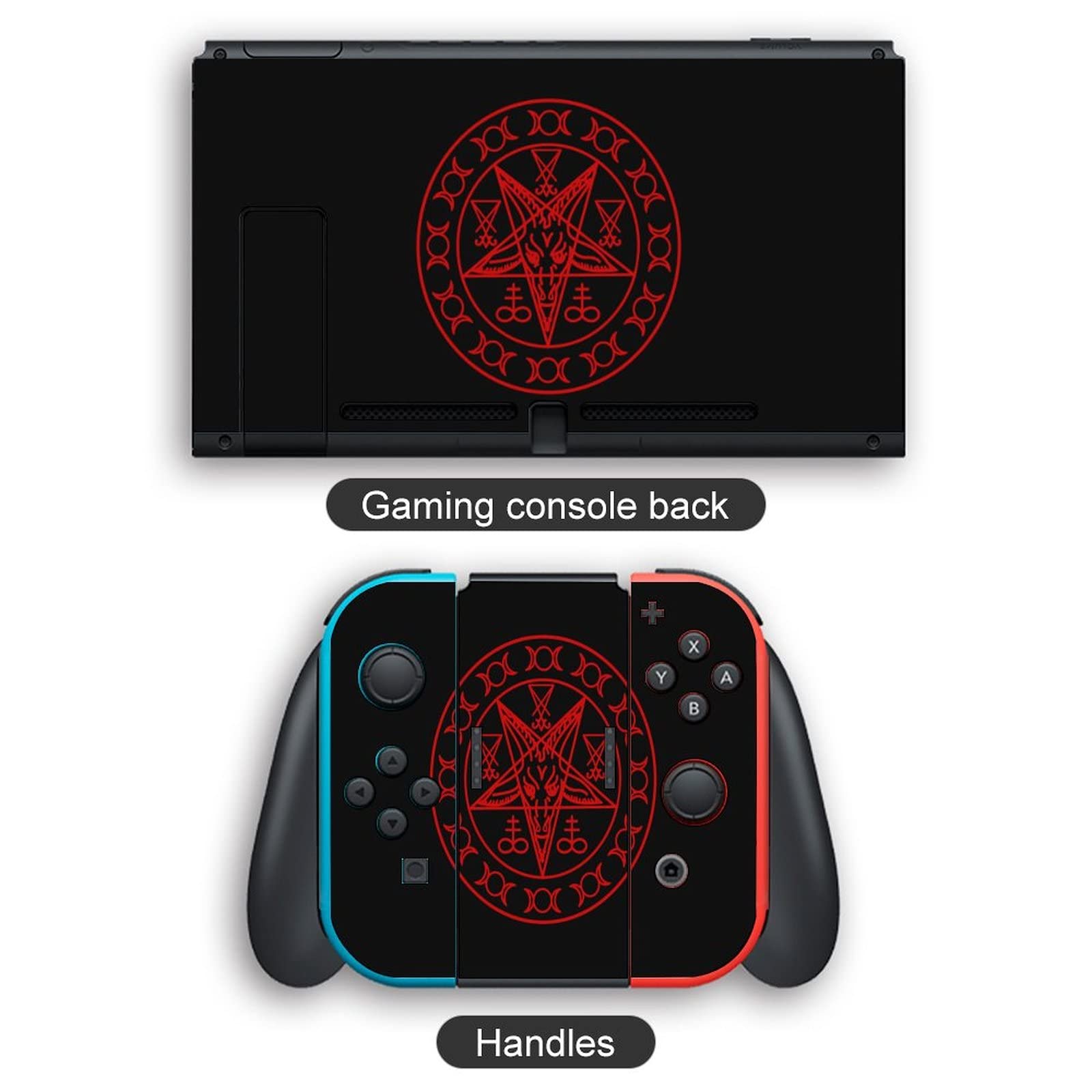 Satanic Wiccan Symbols Goat Sticker Skin for Switch/Switch Lite, Full Set Cute Stickers Protector Cover for Switch Console Joy-Con Dock for Switch