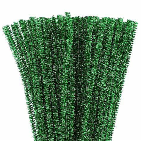 100 Pcs Glitter Sparkle Green Pipe Cleaners Chenille Stem for DIY Crafts,Arts,Wedding,Home,Party,Holiday Decoration 6 mm x 12 Inch (Glitter Green)