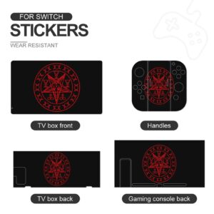 Satanic Wiccan Symbols Goat Sticker Skin for Switch/Switch Lite, Full Set Cute Stickers Protector Cover for Switch Console Joy-Con Dock for Switch