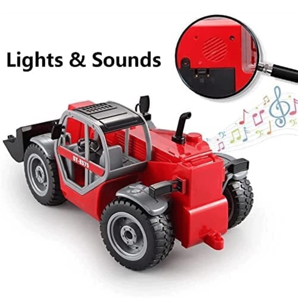 QIYHBVR Remote Control Bulldozer, 1/20 Scale Front Loader Construction Vehicles Tractor for Boys，with Lights & Sounds Construction Vehicles 6 Channel Tractor Excavator Toy