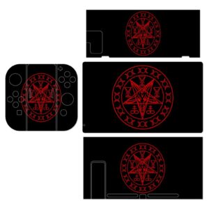 satanic wiccan symbols goat sticker skin for switch/switch lite, full set cute stickers protector cover for switch console joy-con dock for switch