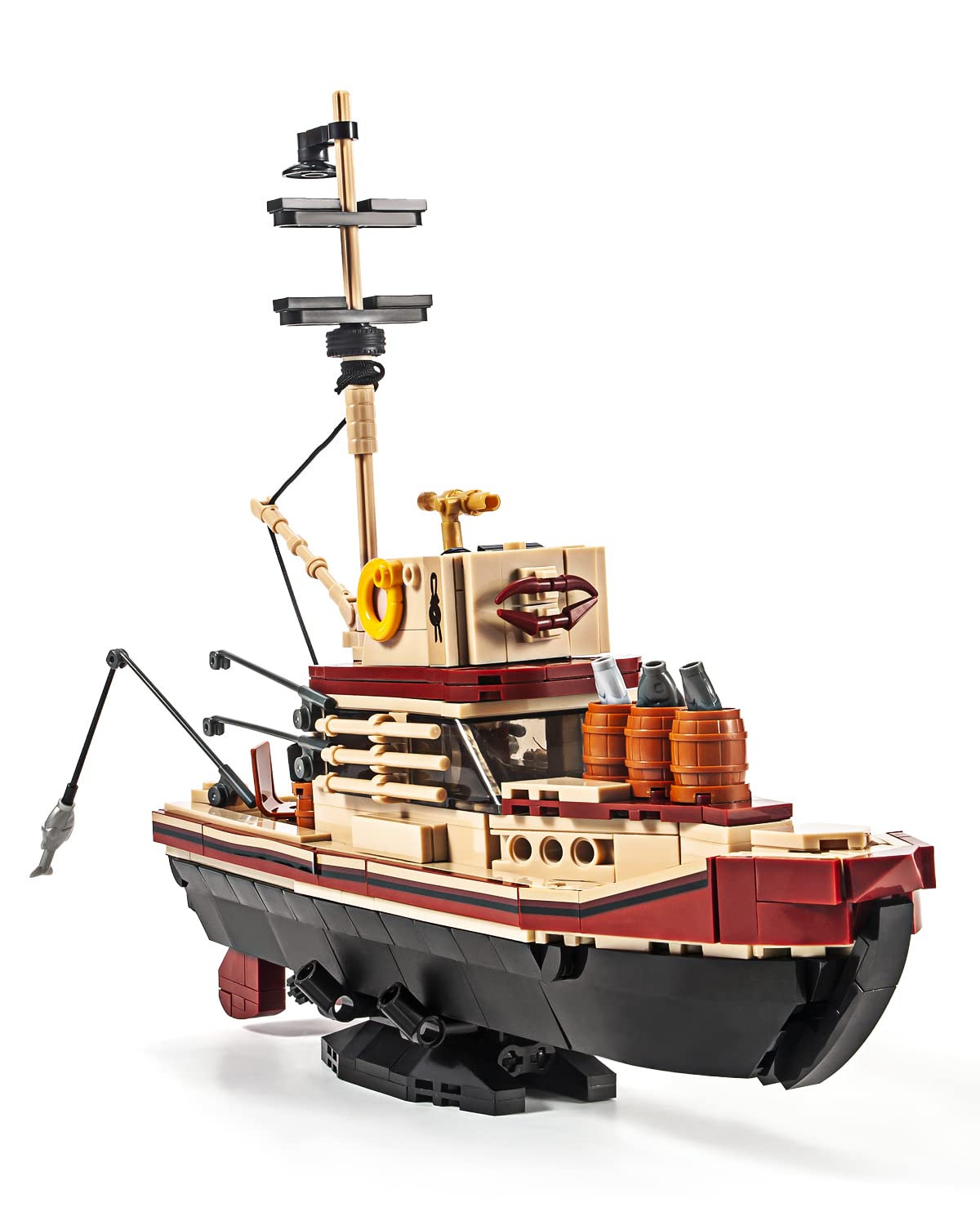 DAHONPA Fishing Boat Shark Ship (592 PCS), City Marine Theme Model Kit with 3 Figures, Educational Toy Gift for Kid and Adult.