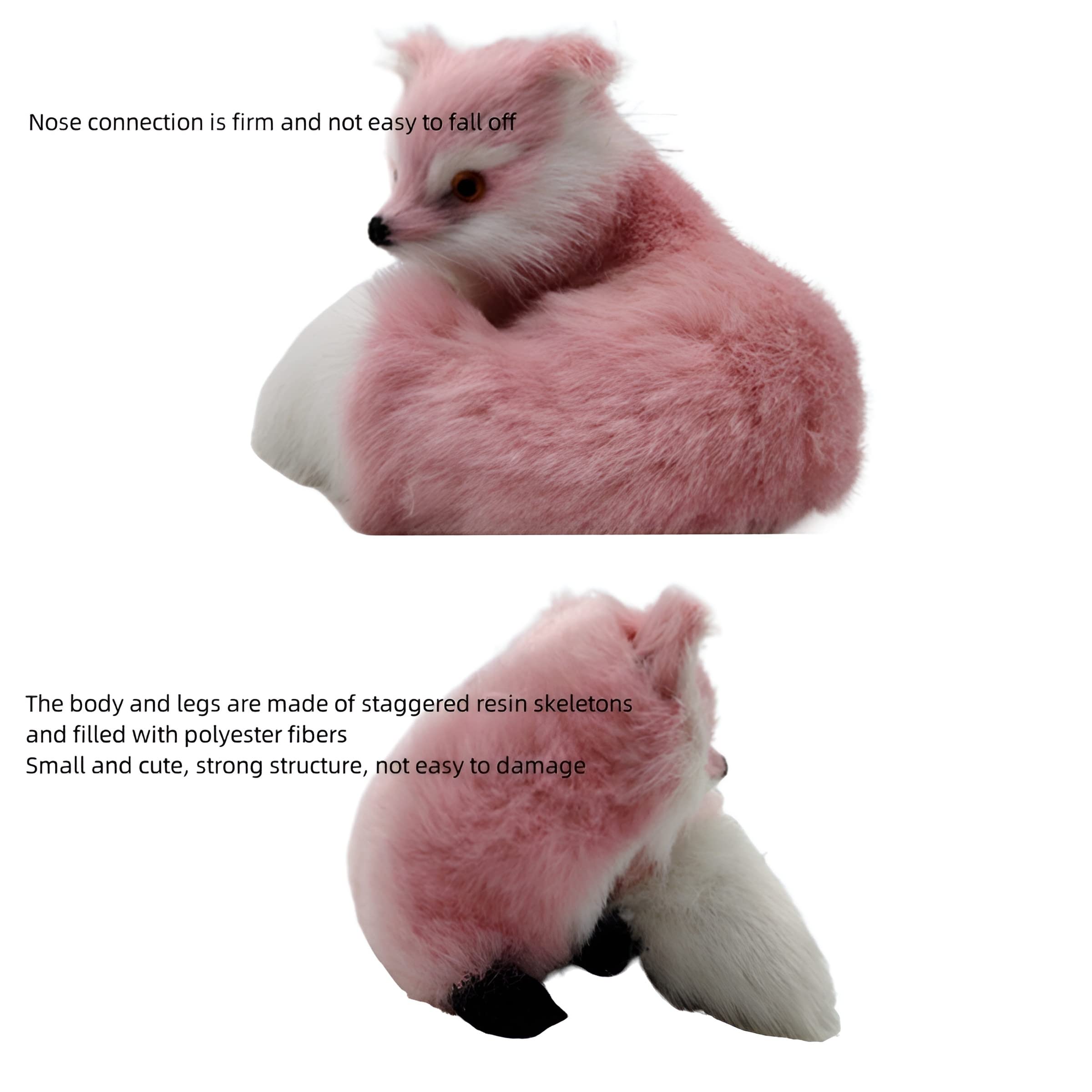 DZYUZK Pink Fox Plush Toy - Cute Realistic Children's Stuffed Animal, Soft Faux Fur (3.94")