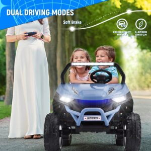 Joywhale 24V 2 Seater Kids Ride on UTV Car 4WD Powerful Electric Vehicle, with Big Battery, 4x75W Strong Motor, Easy-Drag 4WD, Remote Control, Leather Seat, Soft Brake & Suspension, BW-U20 Pro