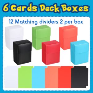 Frienda 6 Pcs Large Tcg Deck Cards Boxes with 12 Dividers 80 Sheets Deck Blocks Trading Card Games Storage Organizer Cases for Trading Card Sports and Game Cards Fit for Standard Cards