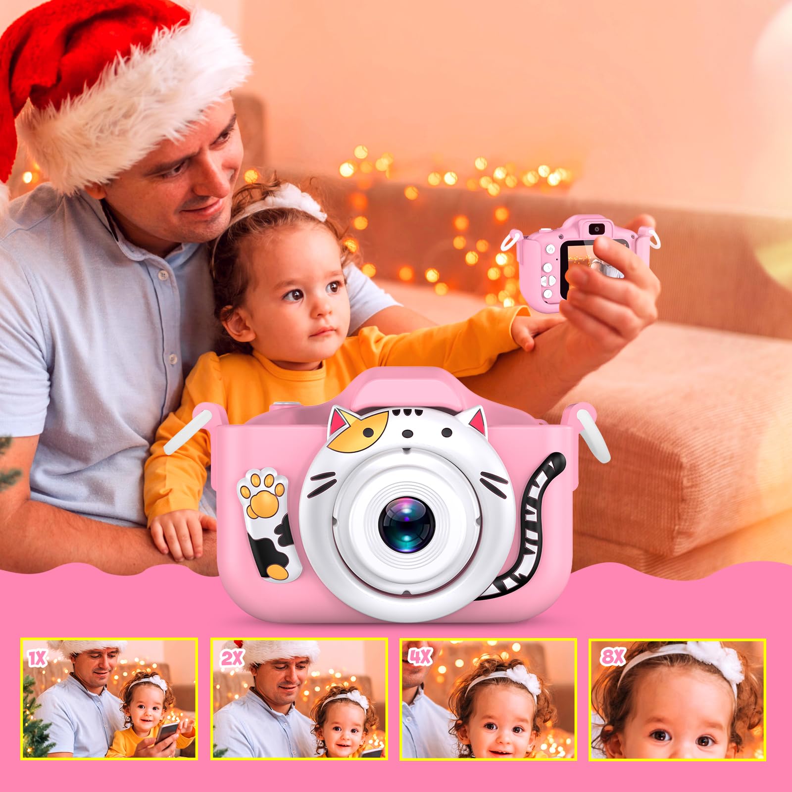 DITUPAN Kids Selfie Camera Toys for 3 4 5 6 7 8 9 10 11 12 Year Old Girls，Christmas Birthday Festival Gift for Kids Camera for Kids Upgrade Digital Camera with 32GB SD Card