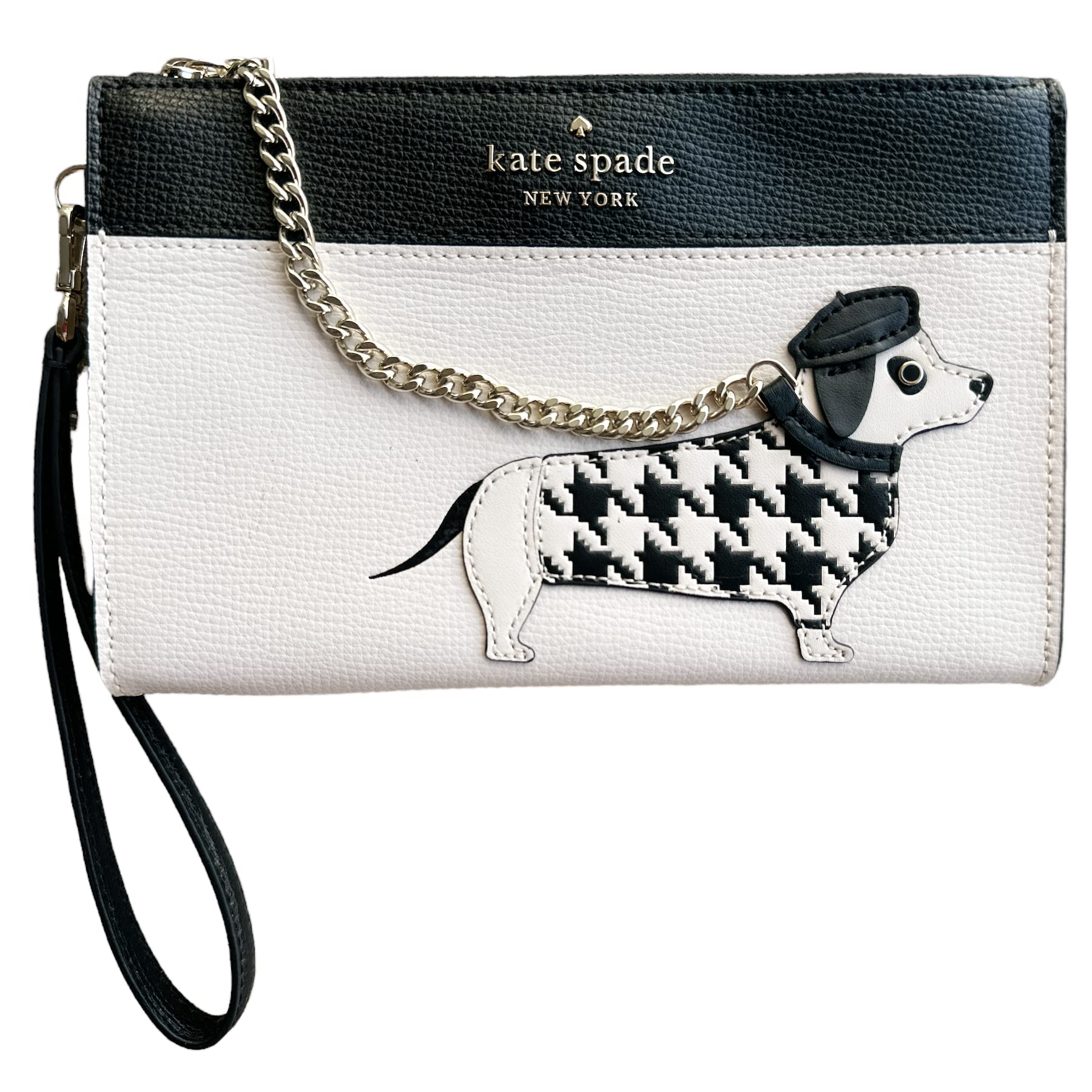 Kate Spade Dachshund Houndstooth Claude Fetch Wristlet Bag Clutch Purse