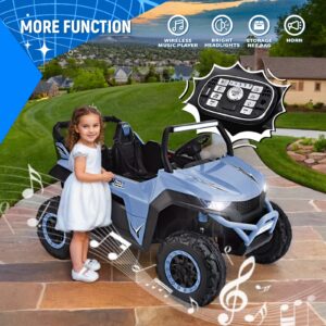 Joywhale 24V 2 Seater Kids Ride on UTV Car 4WD Powerful Electric Vehicle, with Big Battery, 4x75W Strong Motor, Easy-Drag 4WD, Remote Control, Leather Seat, Soft Brake & Suspension, BW-U20 Pro