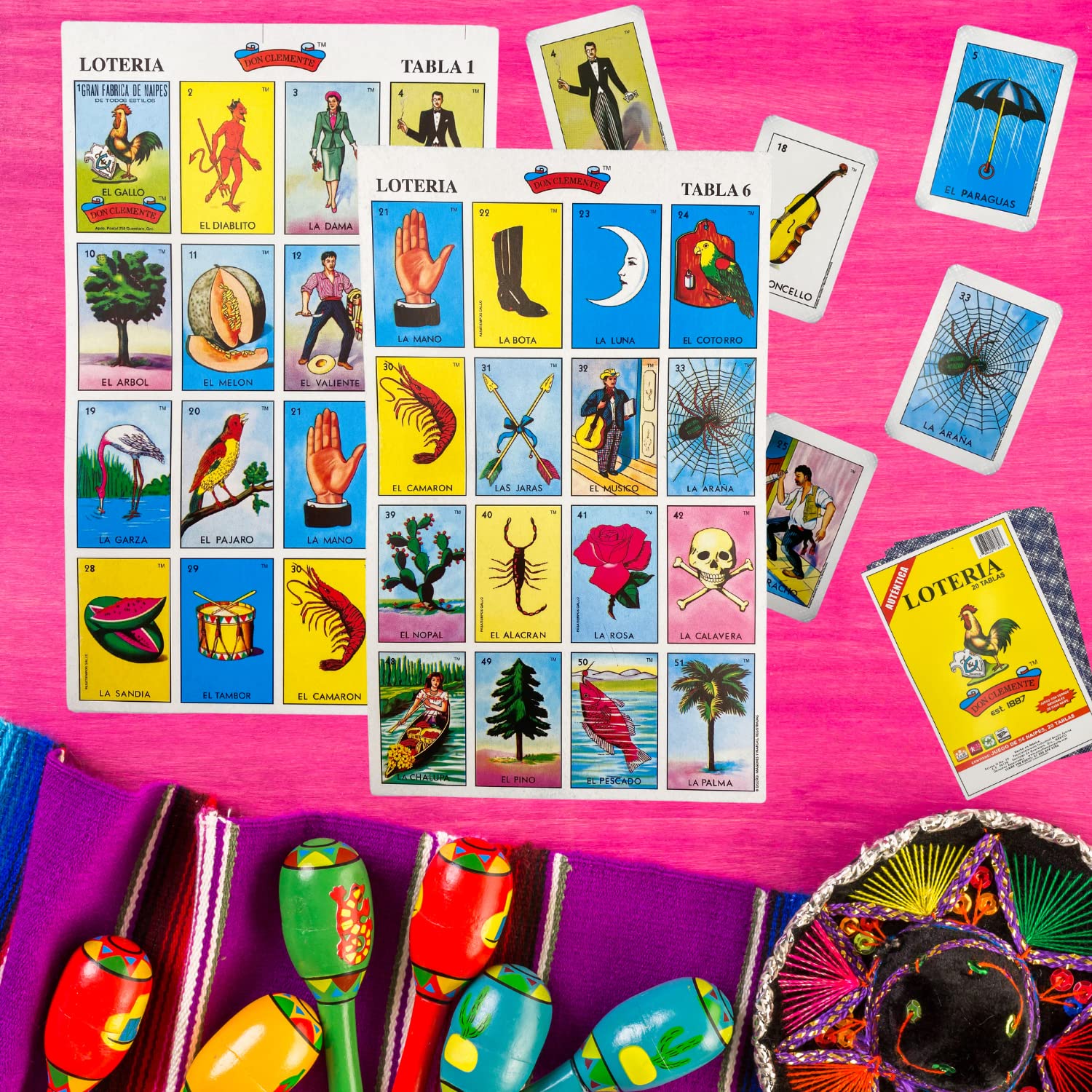 Needzo Don Clemente Autentica Loteria Mexican Bingo, Colorful and Educational Cards (Regular)