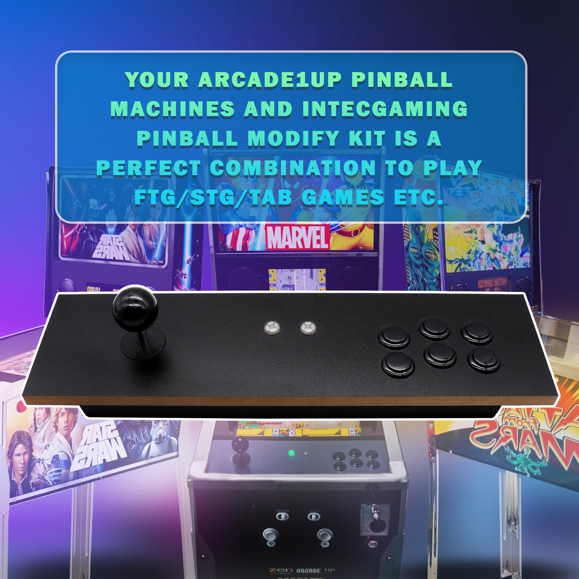 Switch Fighting Stick for Arcade1Up'S Digital Pinball - Expand Your arcade 1up Pinball Games, Play Your Switch on The Pinball, Modded Switch Joysticks Specially Designed for Arcade 1 Up Pinball