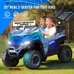 Joywhale 24V 2 Seater Kids Ride on UTV Car 4WD Powerful Electric Vehicle, with Big Battery, 4x75W Strong Motor, Easy-Drag 4WD, Remote Control, Leather Seat, Soft Brake & Suspension, BW-U20 Pro