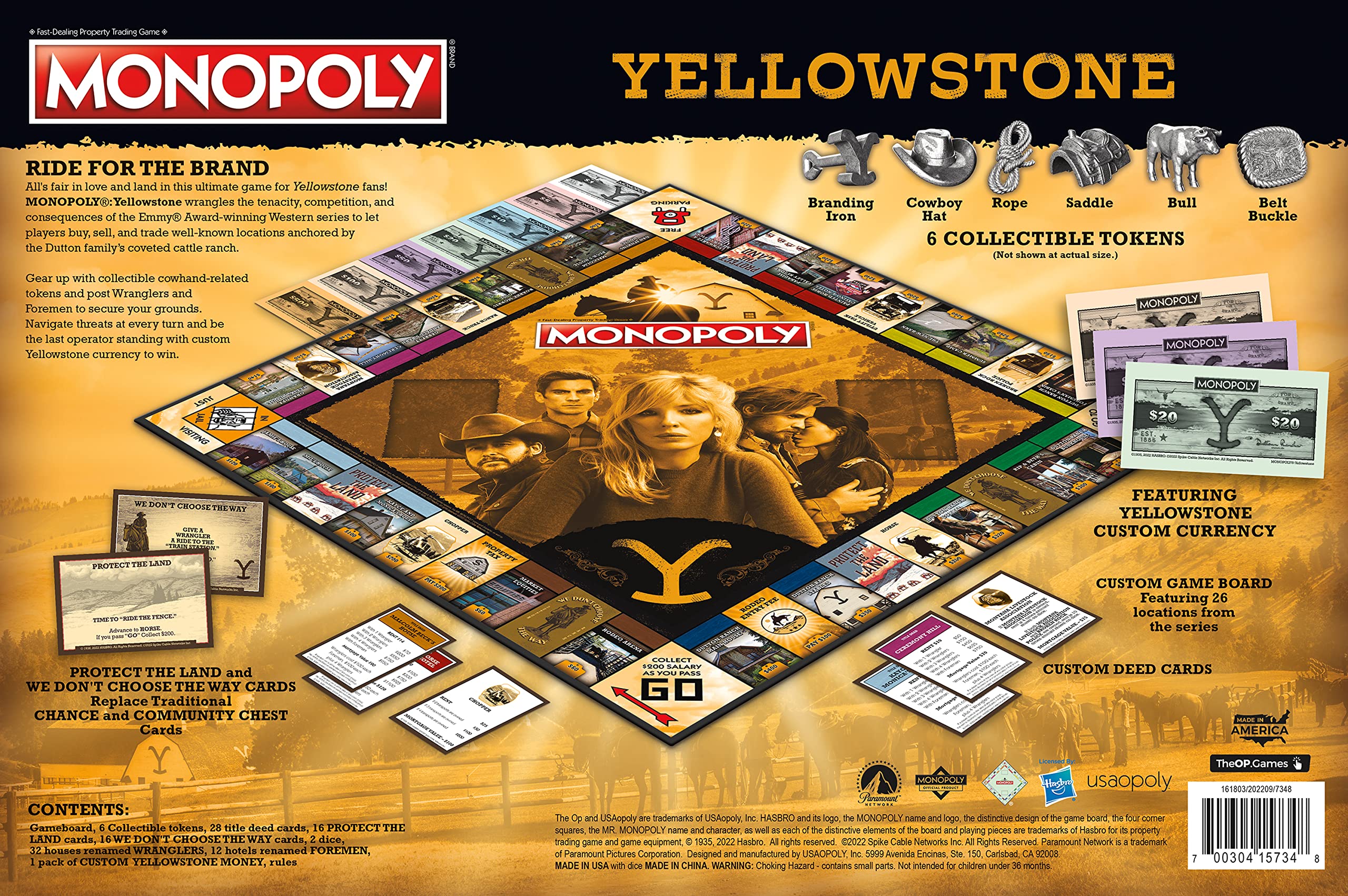 Monopoly: Yellowstone | Buy, Sell, Trade Spaces Featuring Locations from The Paramount Network Show | Collectible Classic Monopoly Game | Officially-Licensed, Yellowstone Game & Merchandise, 6 players