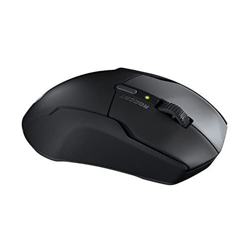 ROCCAT Kone Air - Wireless Ergonomic Gaming Mouse with 800 Hour Battery Life, 19K DPI Optical Sensor, Double-Injected Rubber Side Grips, Programmable Button Design, and Titan Optical Switches - Black